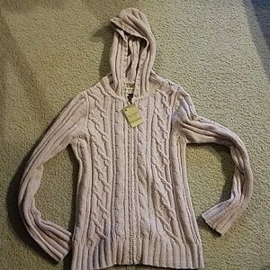 Pink knit zip up hoodie